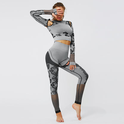 Seamless Camouflage Hollow Fitness Suit - MBKLuxe