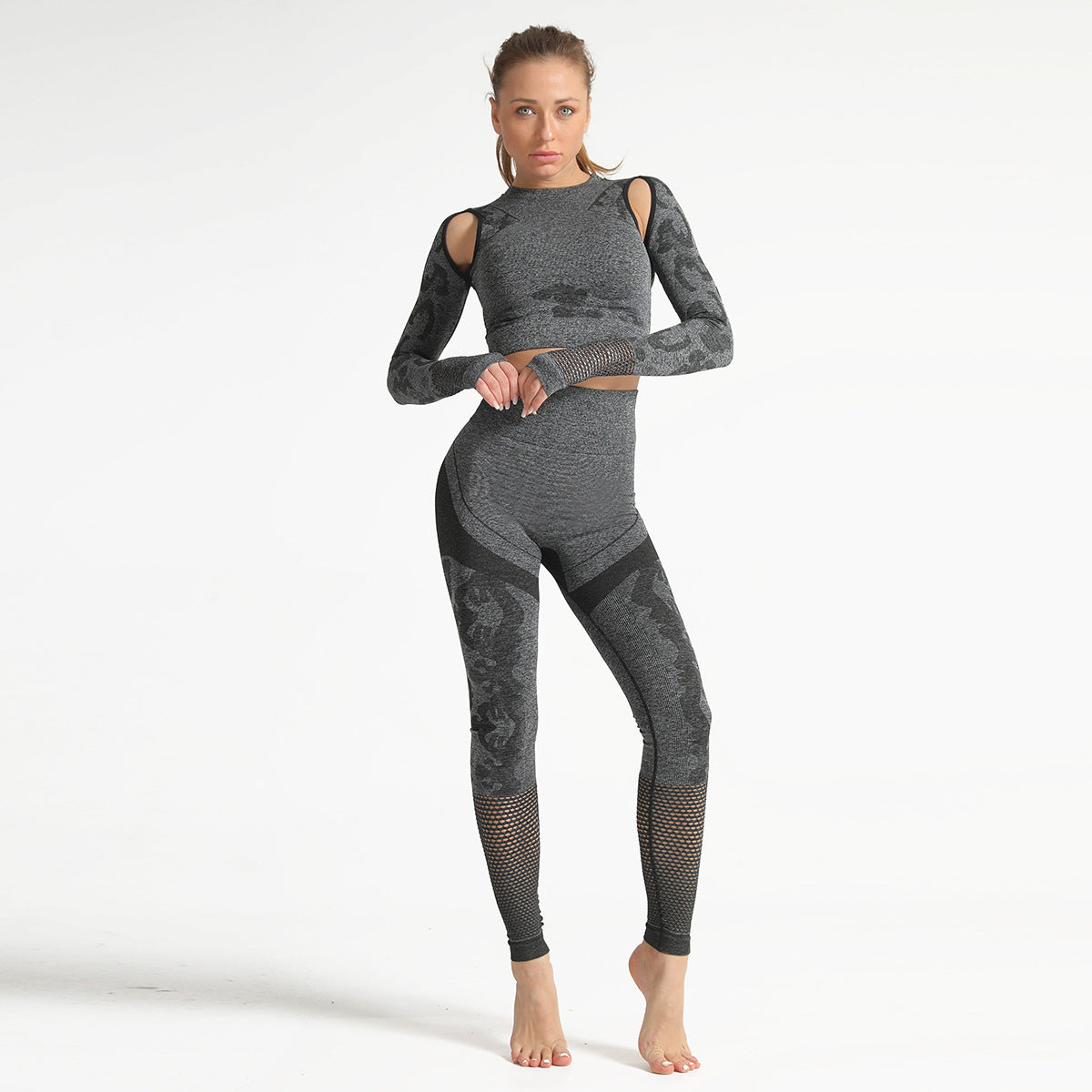 Seamless Camouflage Hollow Fitness Suit - MBKLuxe